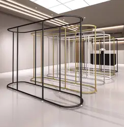 Double row dedicated circular hanging clothes rack combination clothing display rack in the middle of the clothing store