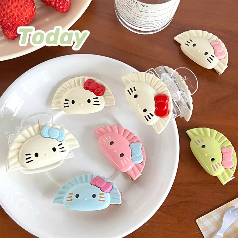 Cute Cartoon Cat Simulation Dumplings Hair Clip Cute Funny Hair Accessories For Women Girls Versatile Headwear Small Gifts