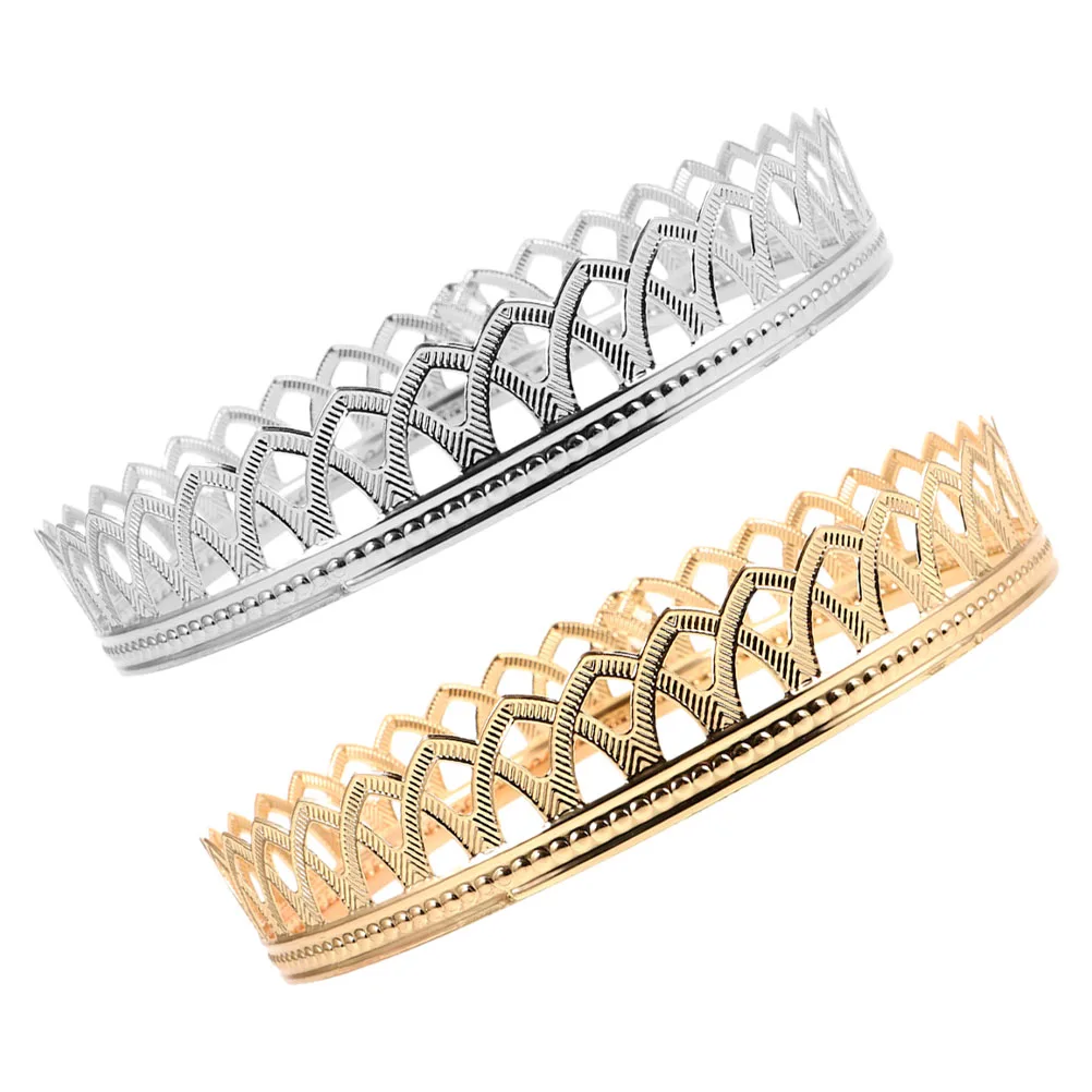 

2 Pcs Tiara Crown Molding Corners Wedding American Men's Performance Headdress Metal Headband Gold European