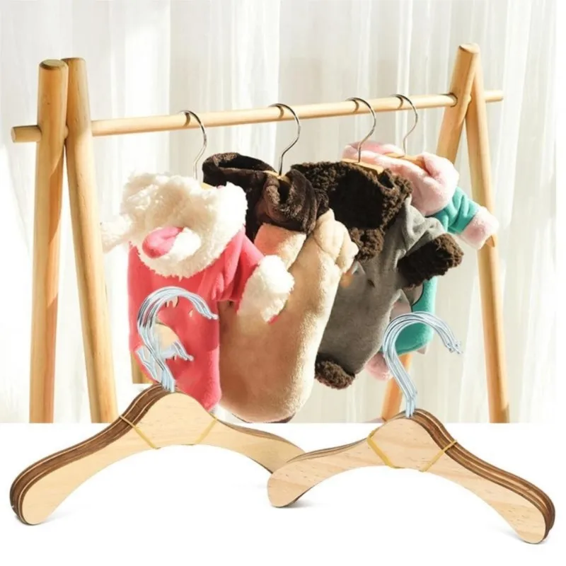 2026 New 2Sizes Pet Solid Wood Hanger Pet Dog/Cat Clothes Hanger Home Multi functional Doll Pet Clothes Hanger Pet SuppliesLJ491 - view 3