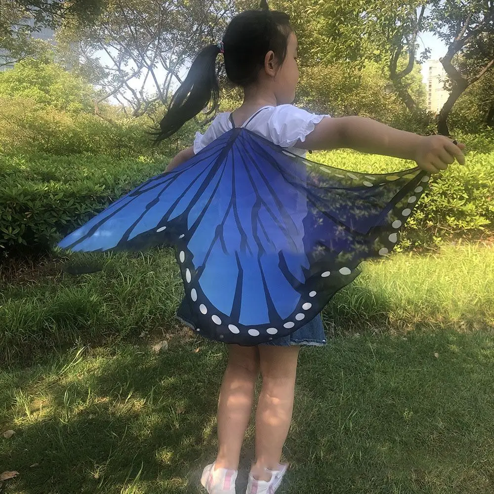 Kids Butterfly Wings Cape Girls Fairy Shawl Pixie Cloak Fancy Dress Costume Gift