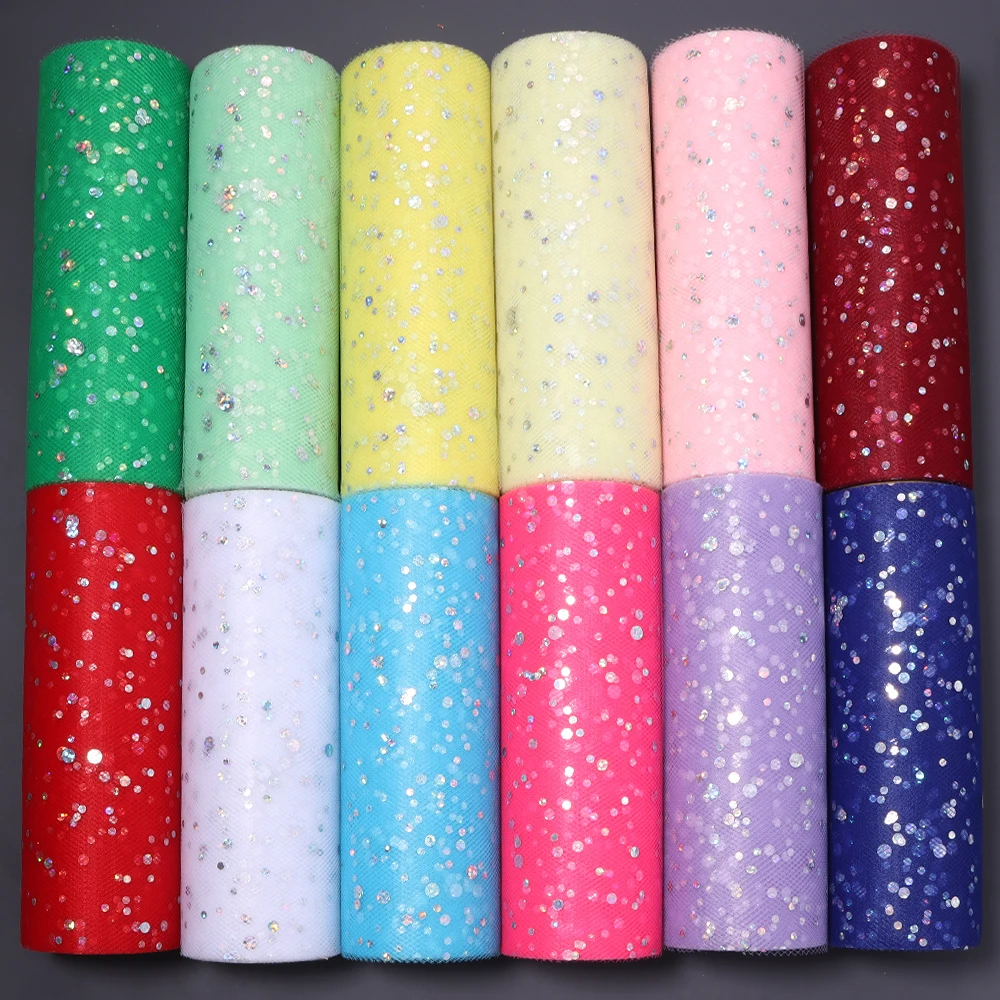 10Yards Polyester Glitter Ribbons Tulle Roll Sequin Organza for Wedding Decoration Engagement Party Crafts Tutu Sewing Accessori
