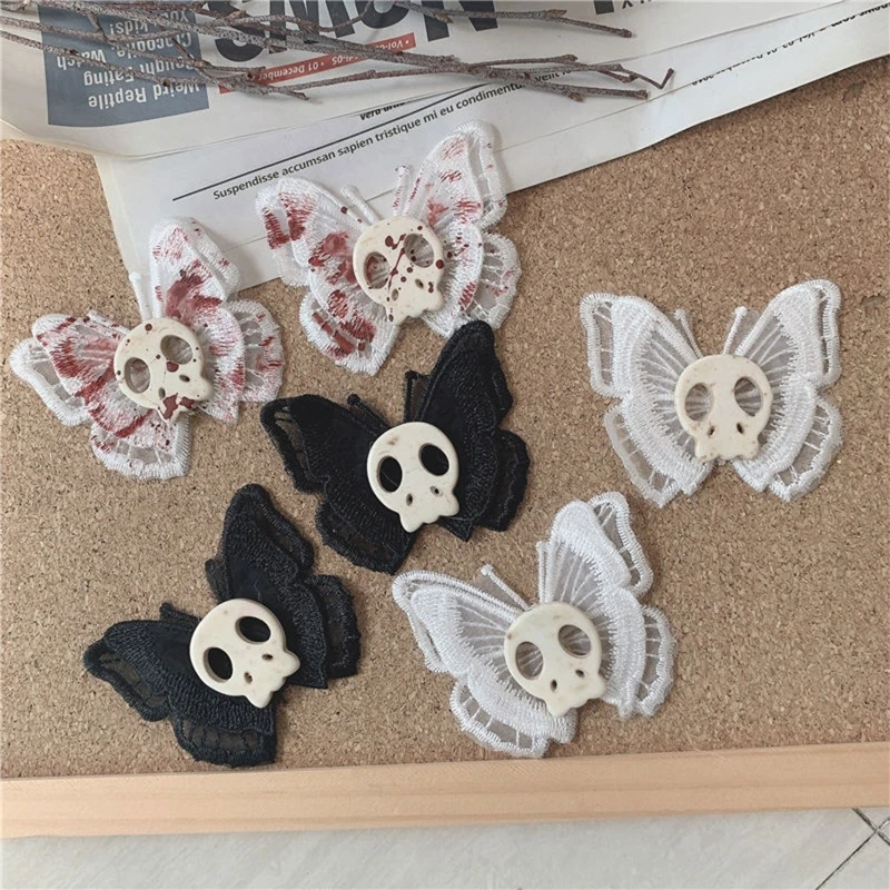 Gothic Steampunk Skull Head Hair Clip Hairpin Angel Butterfly Headdress Hair Accessories for Teenager