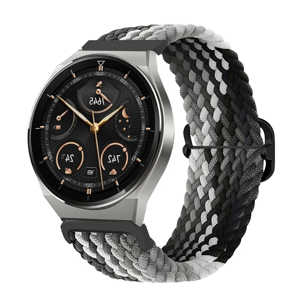

Elastic Bands for Huawei Watch GT 3 Pro/GT 3 SE/GT 3/GT 2 Pro/GT 2E/GT/GT 2/GT 4/GT 5 46mm Band, Slide Buckle Nylon Woven Strap