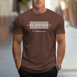 Men's Simple Short Sleeves Casual Letter Pattern Printed Round Neck Short Sleeves Summer Fashion Street Photography Men's Wear