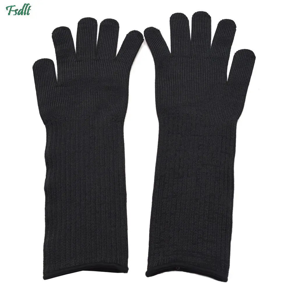 1Pair Long Anti-cut Working Gloves Metal Stainless Steel Wire Cut Resistant Gloves Anti-knife Tactical Butcher Protective Gloves