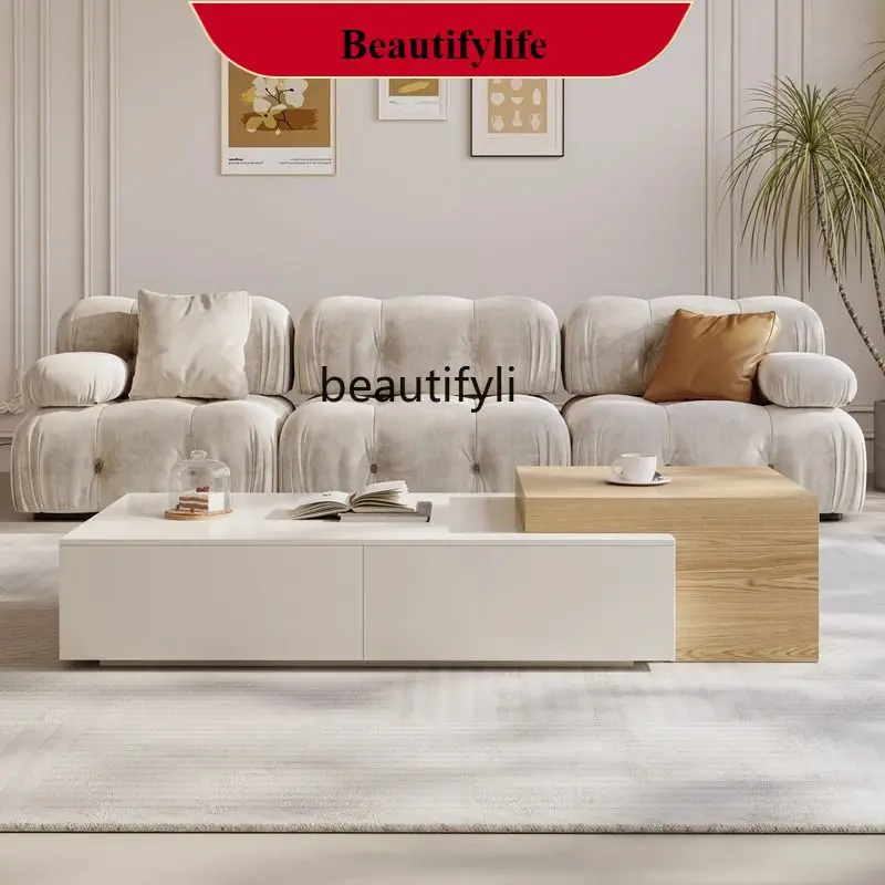 

G1218 Coffee table living room rock slab home Nordic log style simple high-end retractable tea table