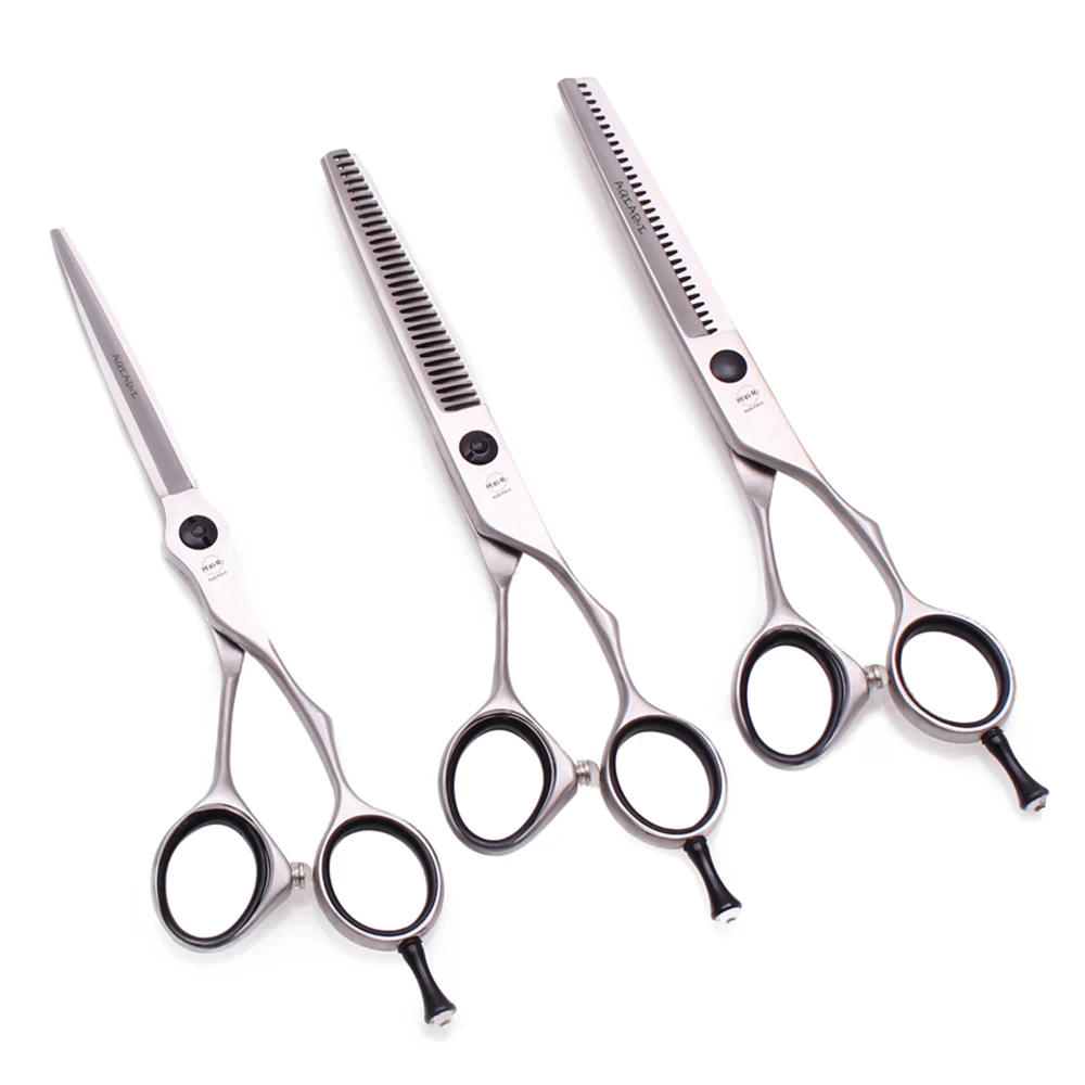 

Professional Hair Scissors 5.5'' 6'' AQIABI Japan 440C Barber Scissors Cutting Shears Thinning Scissors Reversed Teeth A9201