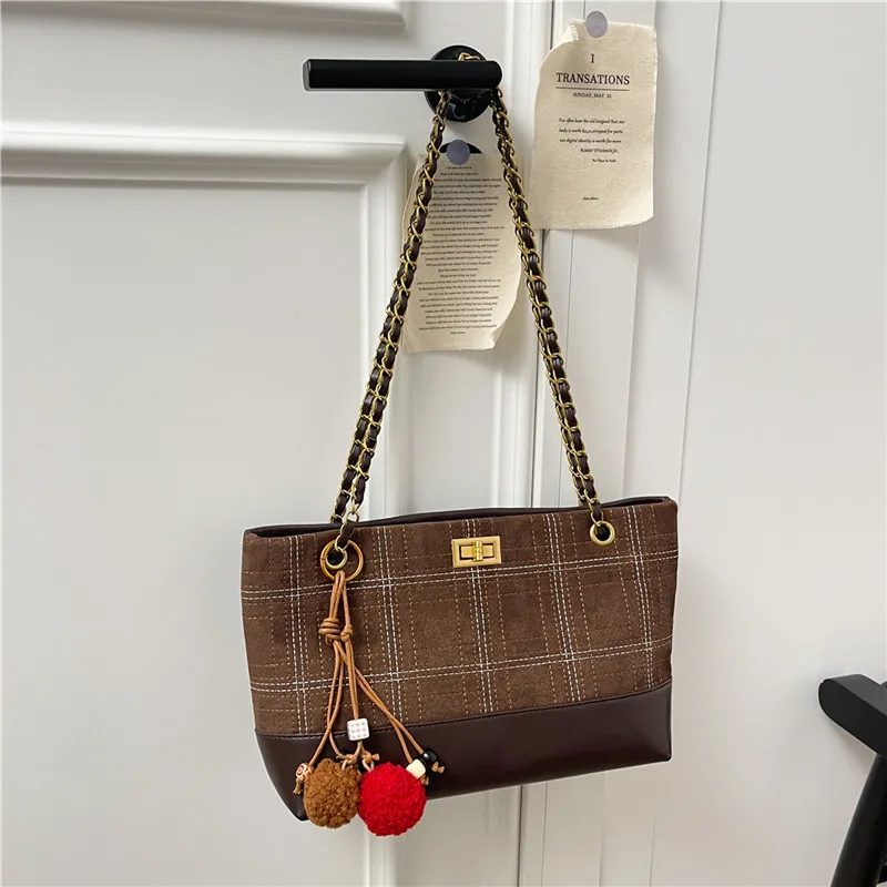 

Элегантная кожаная большая сумка с плечевым ремнем для женщин от люксового бренда, известная дизайнерская сумка в классическом стиле, популярная