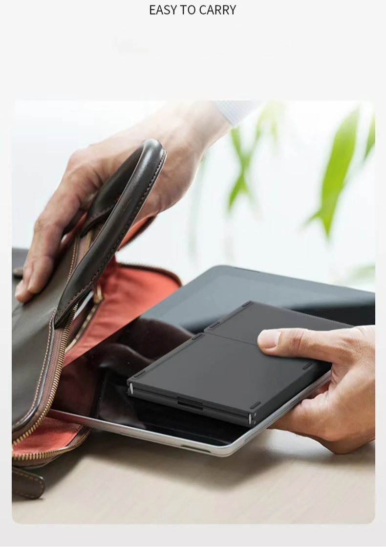 لوحة مفاتيح لاسلكية صغيرة قابلة للطي، لوحة مفاتيح بلوتوث مزدوجة قابلة للطي مع لوحة لمس لهاتف Windows Android IOS iPad #6