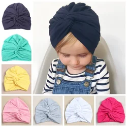 Cute 1PCS Baby Turban Hat Newborn Beanie Caps Kids Girls Headwear Infant Toddler Shower Hats Birthday Gifts Photo Props