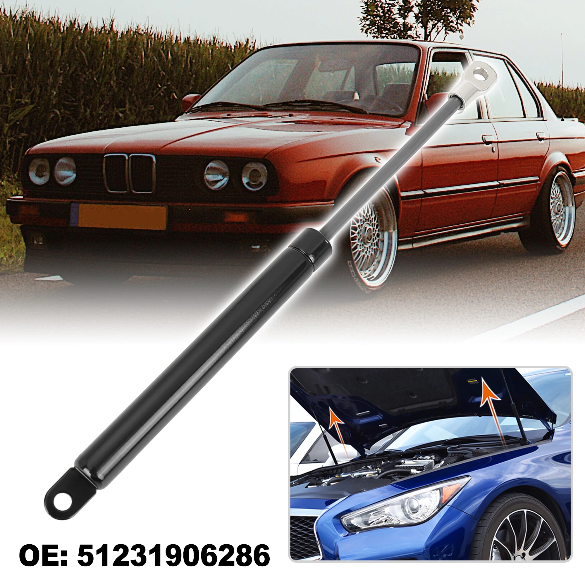 

X Autohaux 2Pc Car Hood Struts Bonnet Gas Lift Support Damper For BMW 325i 325e E30 318is 325iX 325is 325es M3 1984-1993