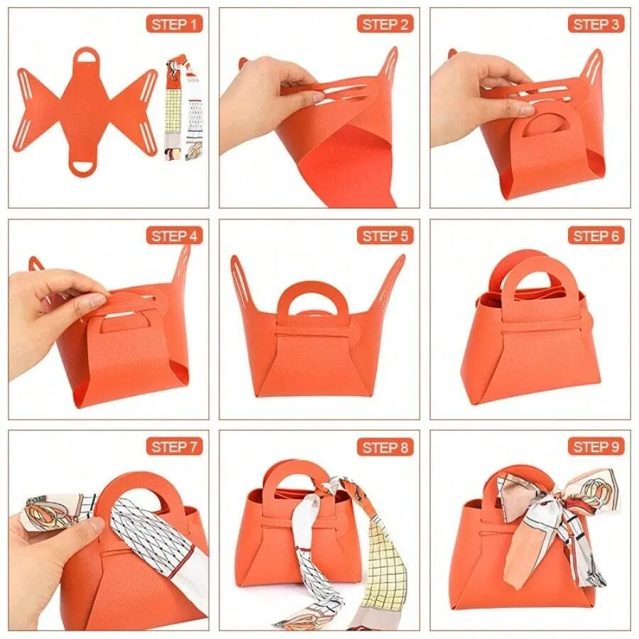 50 Stück verteilte rosa Geschenktüten aus Leder, Hochzeitsbevorzugungsbeutel für Gäste, Mini-Handtasche mit Band, Süßigkeiten-Verpackungsbox, Party-Dekoration – Detail 3