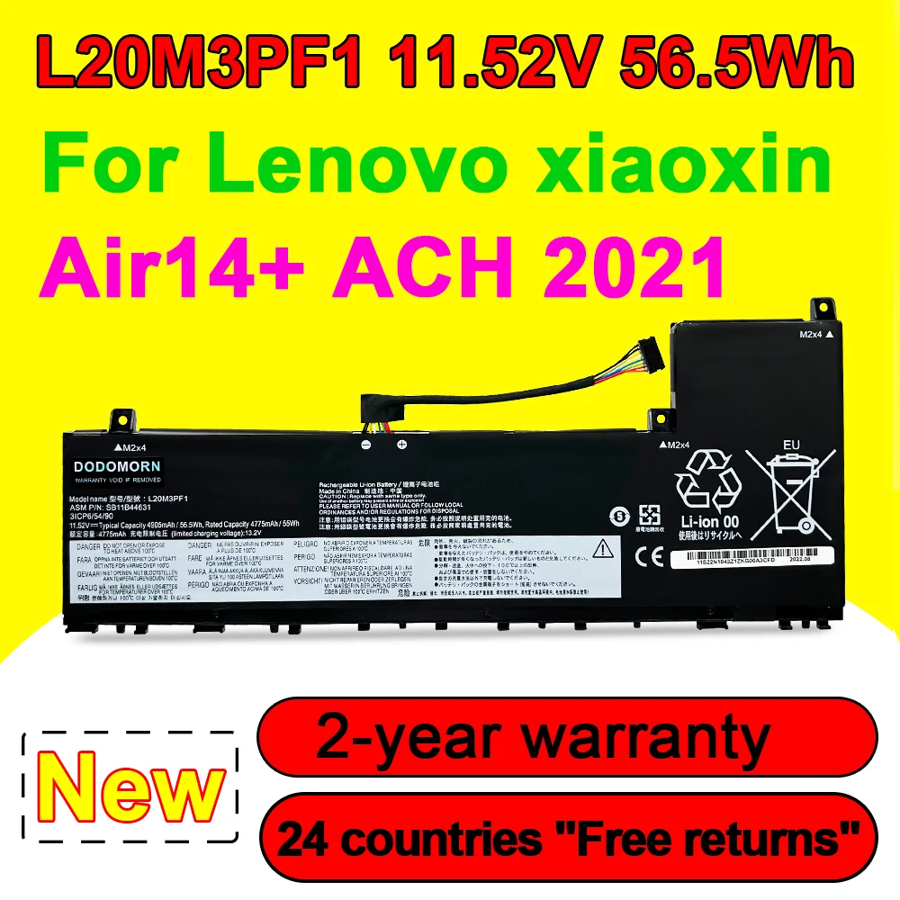 

11.52V 56.5Wh L20M3PF1 Laptop Battery For Lenovo Xiaoxin Air14+ ACH ACN ITL 2021 Series L20L3PF1 L20C3PF1 L20D3PF0 SB11B44631