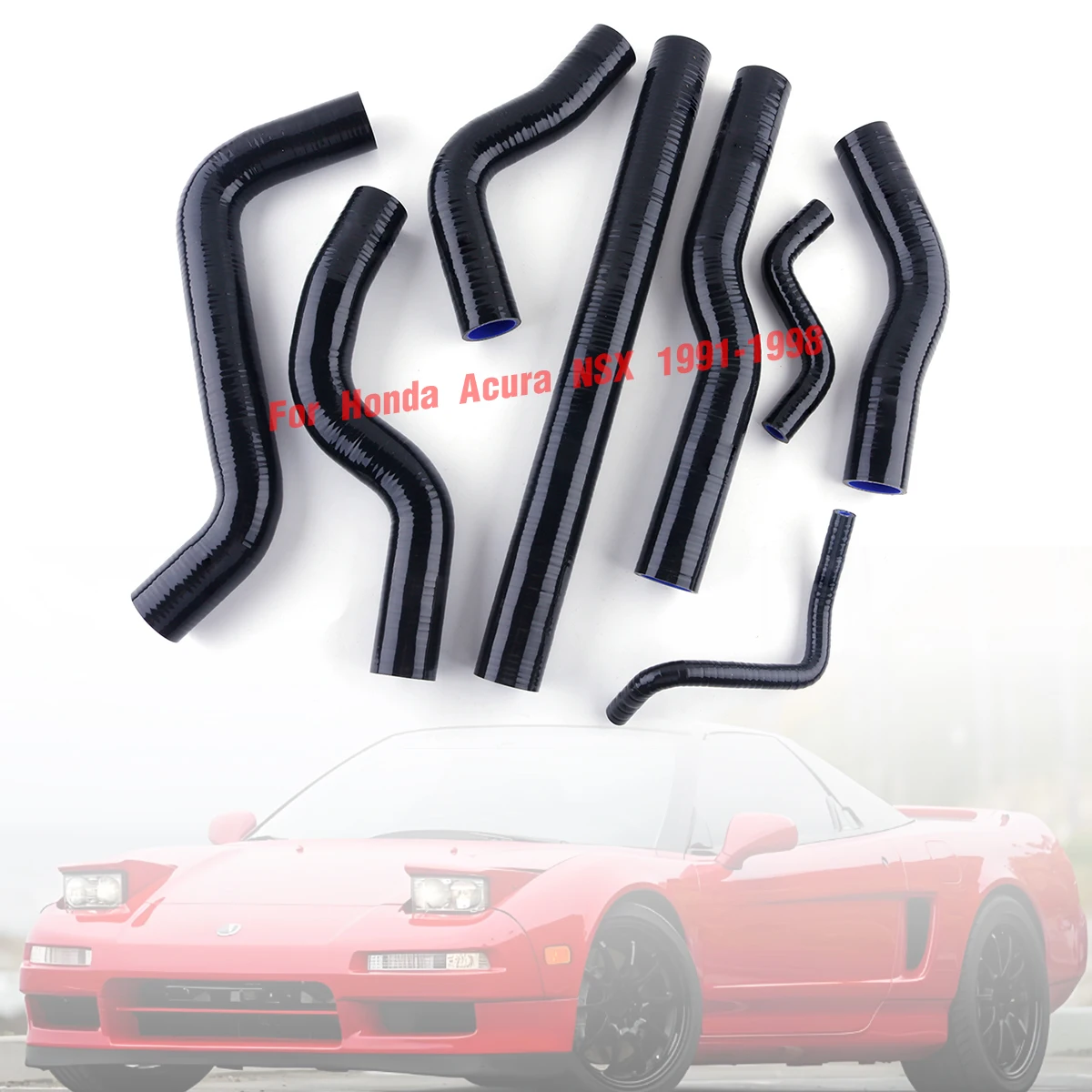 

8Pcs Black For 1991 -1998 Homda Acura NSX 3.0L 3.2L Silicone Radiator Coolant Hose Kit 1992 1993 1994 1995 1996 1997