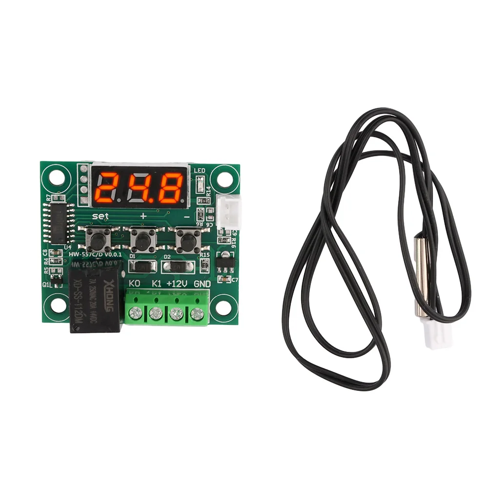 W1209 DC 12V Mini Digital Thermostat Temperature Controller Incubation Thermostat Temperature Control Switch Blue/Red Light