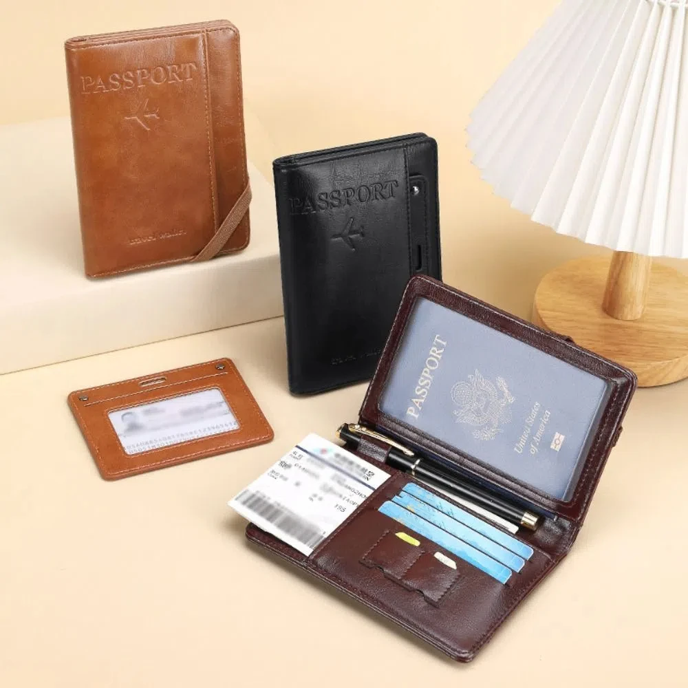 حامل البطاقة PU حقيبة جواز السفر غطاء جواز السفر حامل التذاكر جواز السفر كليب متعدد الوظائف تتفاعل مكافحة سرقة شهادة حقيبة التخزين