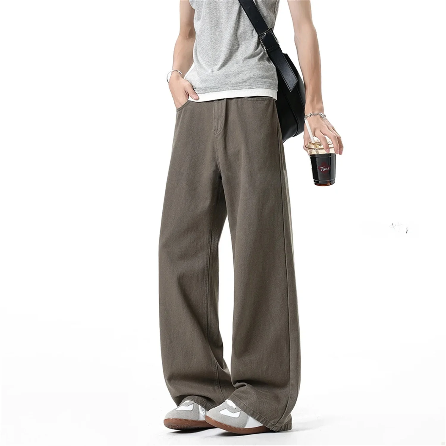 

Мужские джинсы в стиле ретро: модные, весенне-осенние, брендовые, с эффектом потертости, прямого кроя, в американском уличном стиле, Cleanfit, широкие прямые штанины