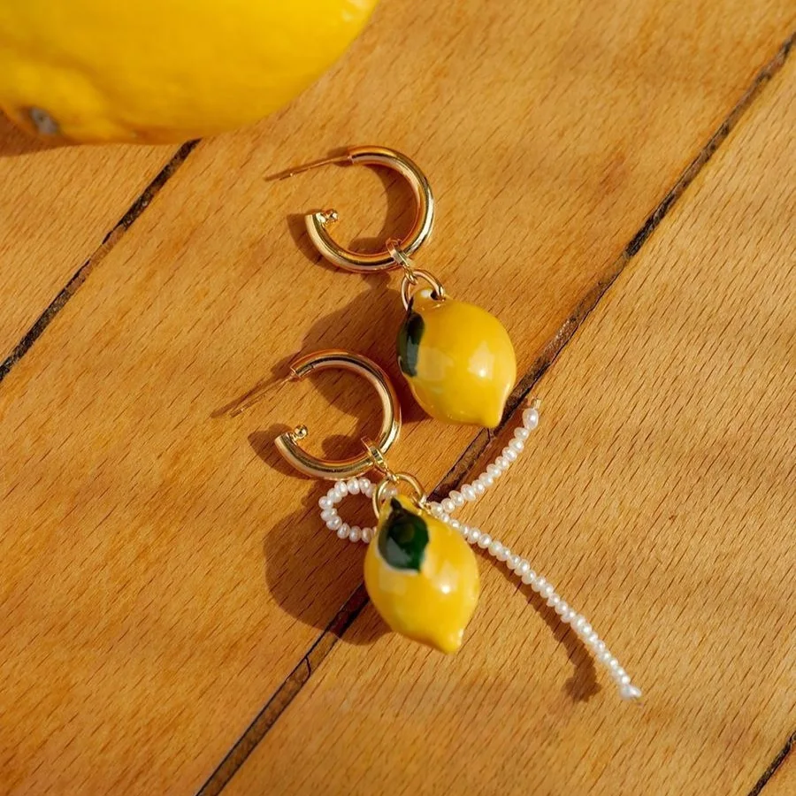 

Year-old Star Model Retro Handmade Pottery Lemon Pearl and Ring High-end Design and Decoration