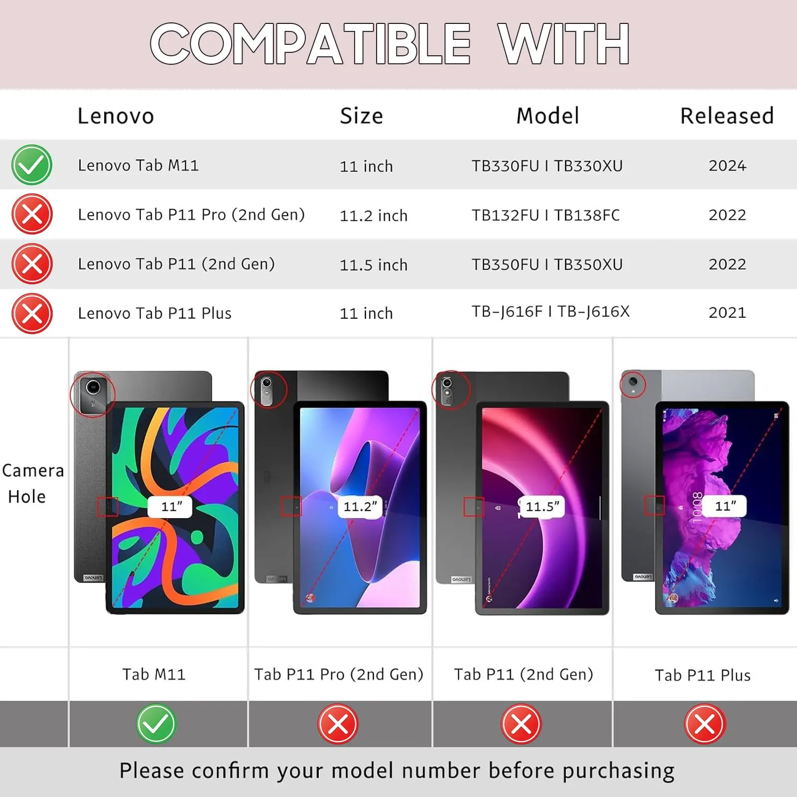 For Lenovo Tab M11 2024 (11 inch) Tablet Soft Case TB330FU TB330XU Foldable with Auto Sleep/Wake Cover for Xiaoxin Pad 2024 11