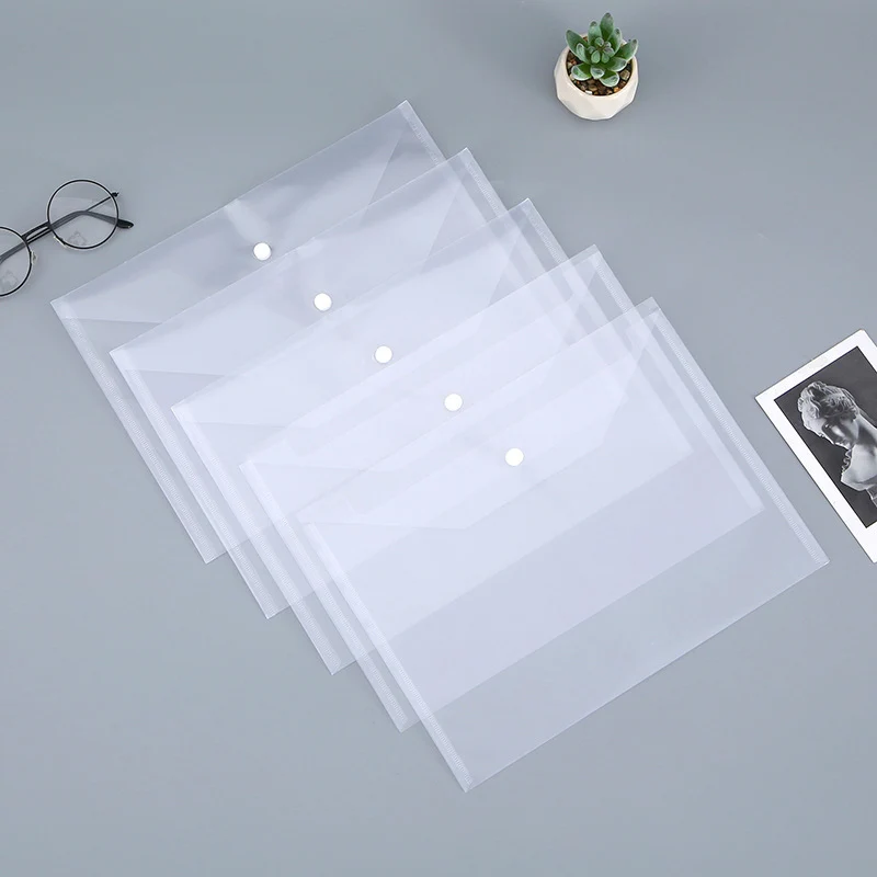 A4 ファイルバッグ透明なスナップ閉鎖バッグ学生の試験用紙や学術資料を保管するためのオフィスポケットフォルダー