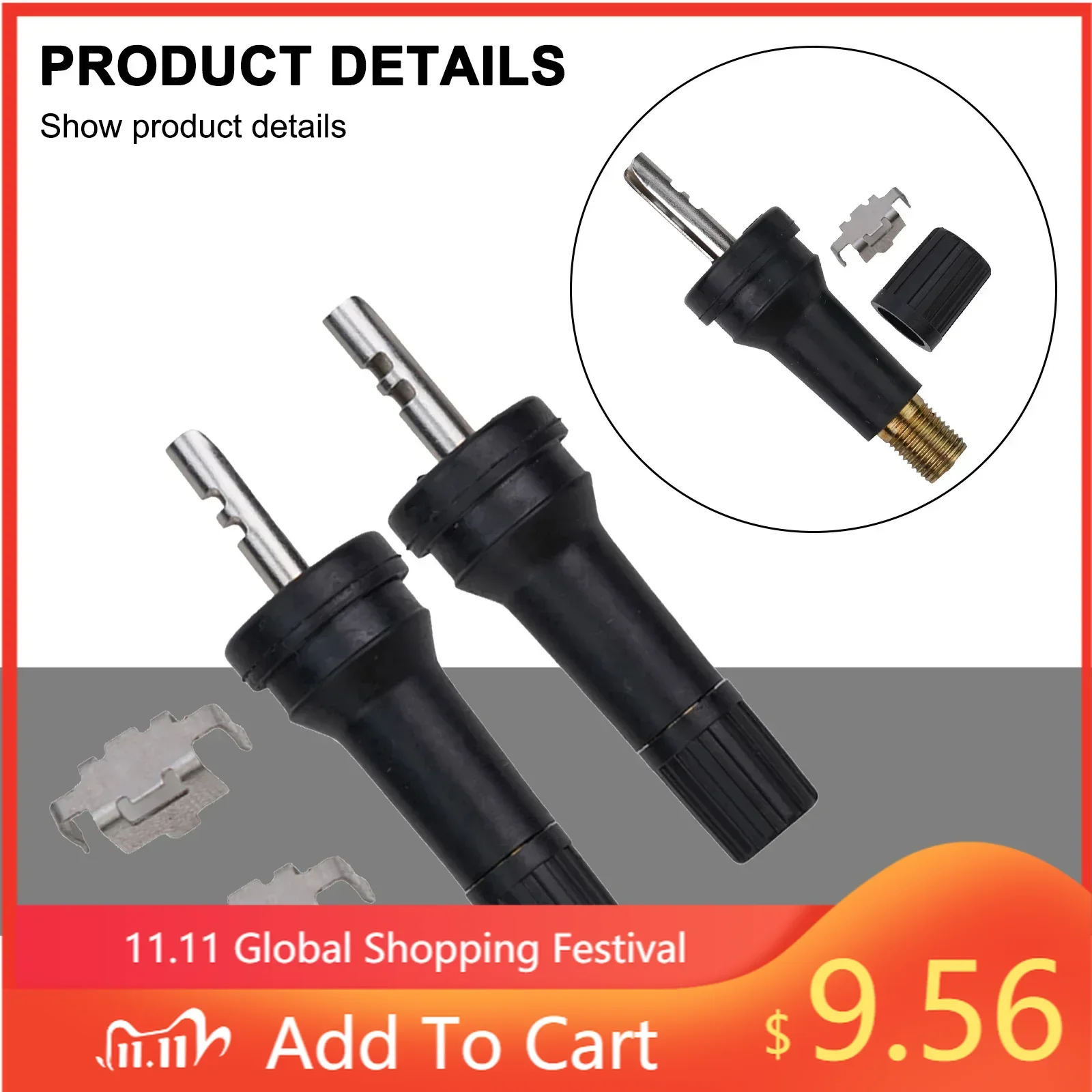 

2pcs 13g Black TPMS Tire Pressure Sensor Valve Stem Service Kit For Cars Motorcycle 11.5mm Accessories For Vehicles