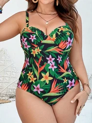 2026 Large Plus Size One Piece Swimsuit Women Strappy Print Push Up Swimwear Female Bathers Bathing Swimming Swim Suit Beachwear