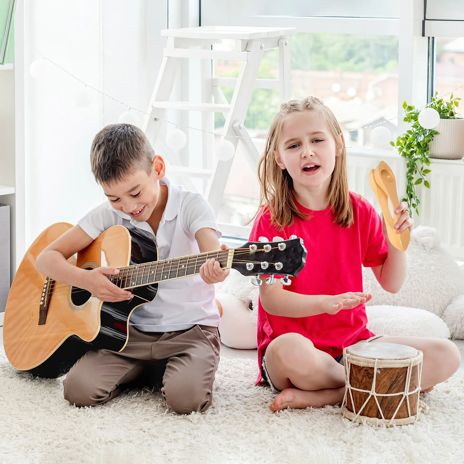 

Wooden Musical Spoon Natural Wood Comfortable Hand Feel Child Musical Instrument Kids Early Education Percussion Instrument