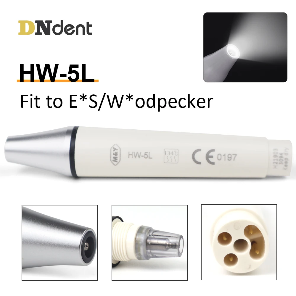 

Ultrasonic Scaler handpiece Dental Ultrasonic Piezo Scaler Handle Metal Head HW-5L With LED Fit EMS Scaling Tips