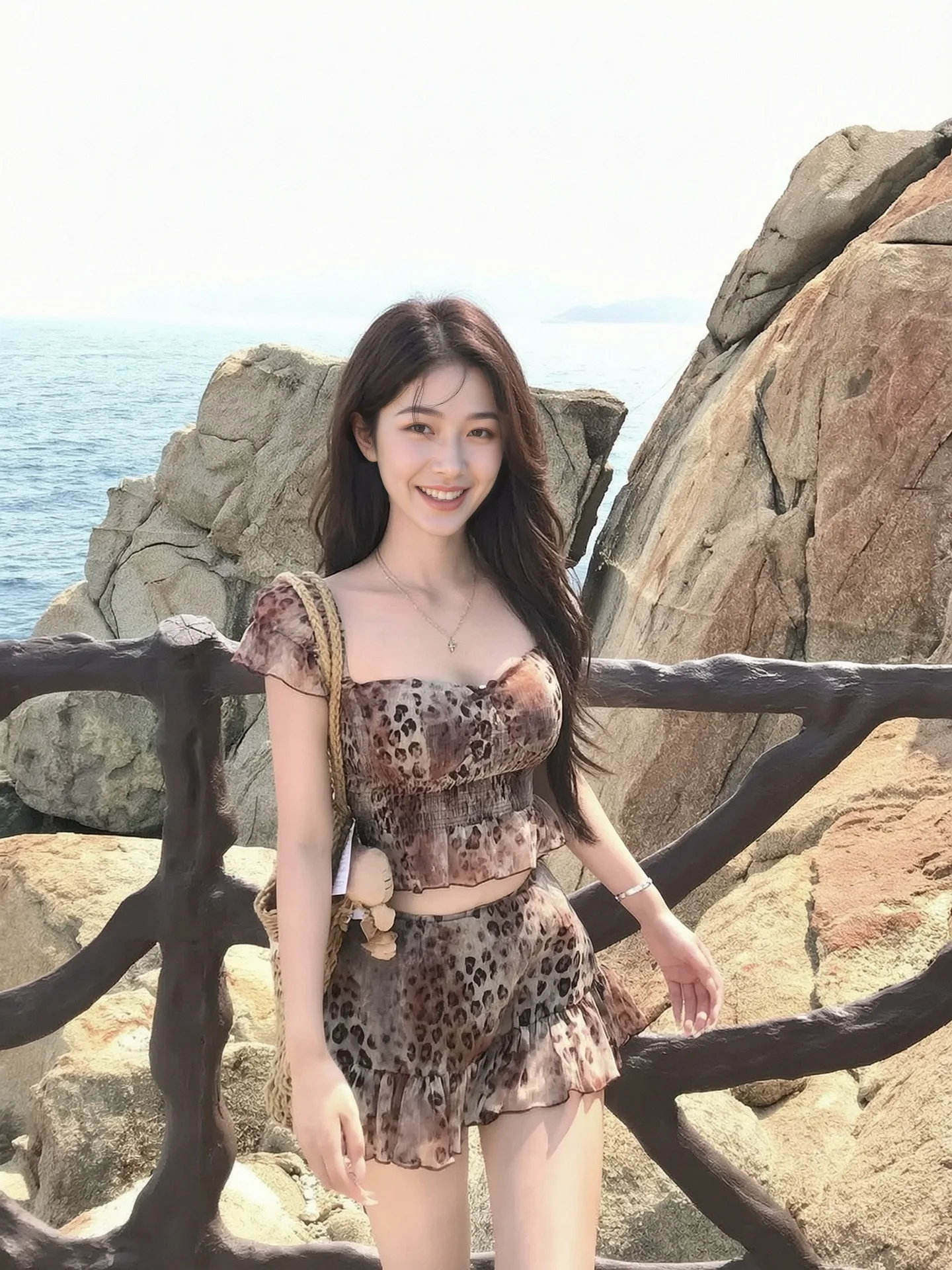 sexy leopard print wrinkled crop tops swimsuits two pieces with ruffles mini skirt culottes bathing suit swimwear biquini