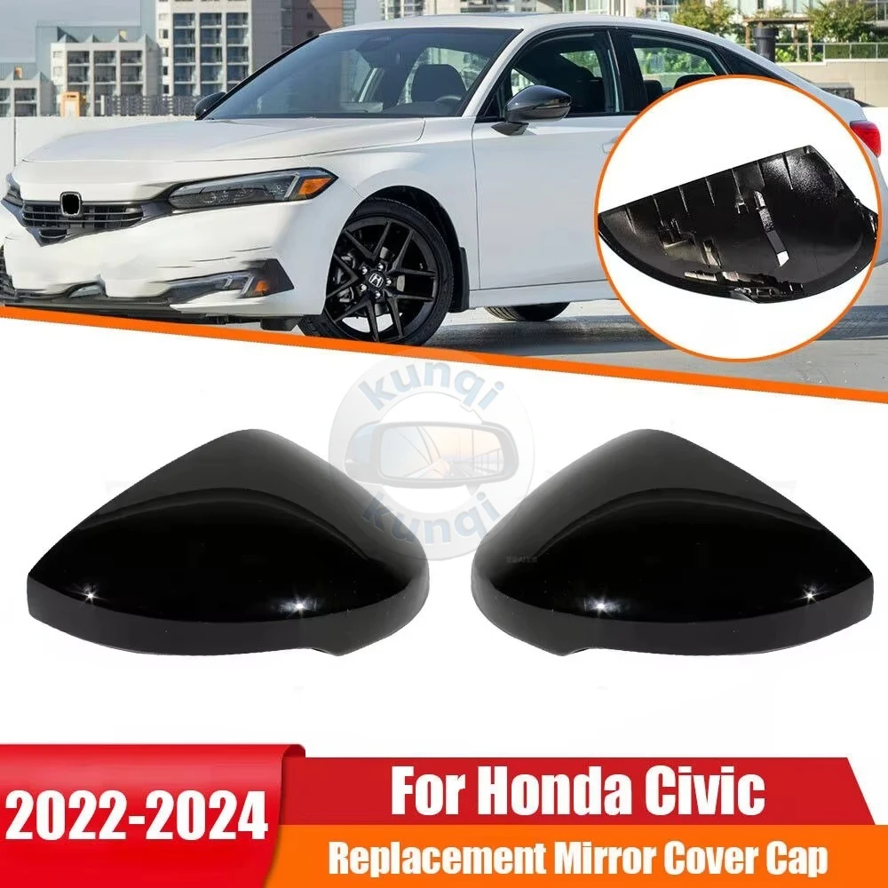 For Honda Civic 11th 2022-2024 Car Replacement Rearview Side Mirror Cover Wing Cap Exterior Door Rear View Case Trim ABS