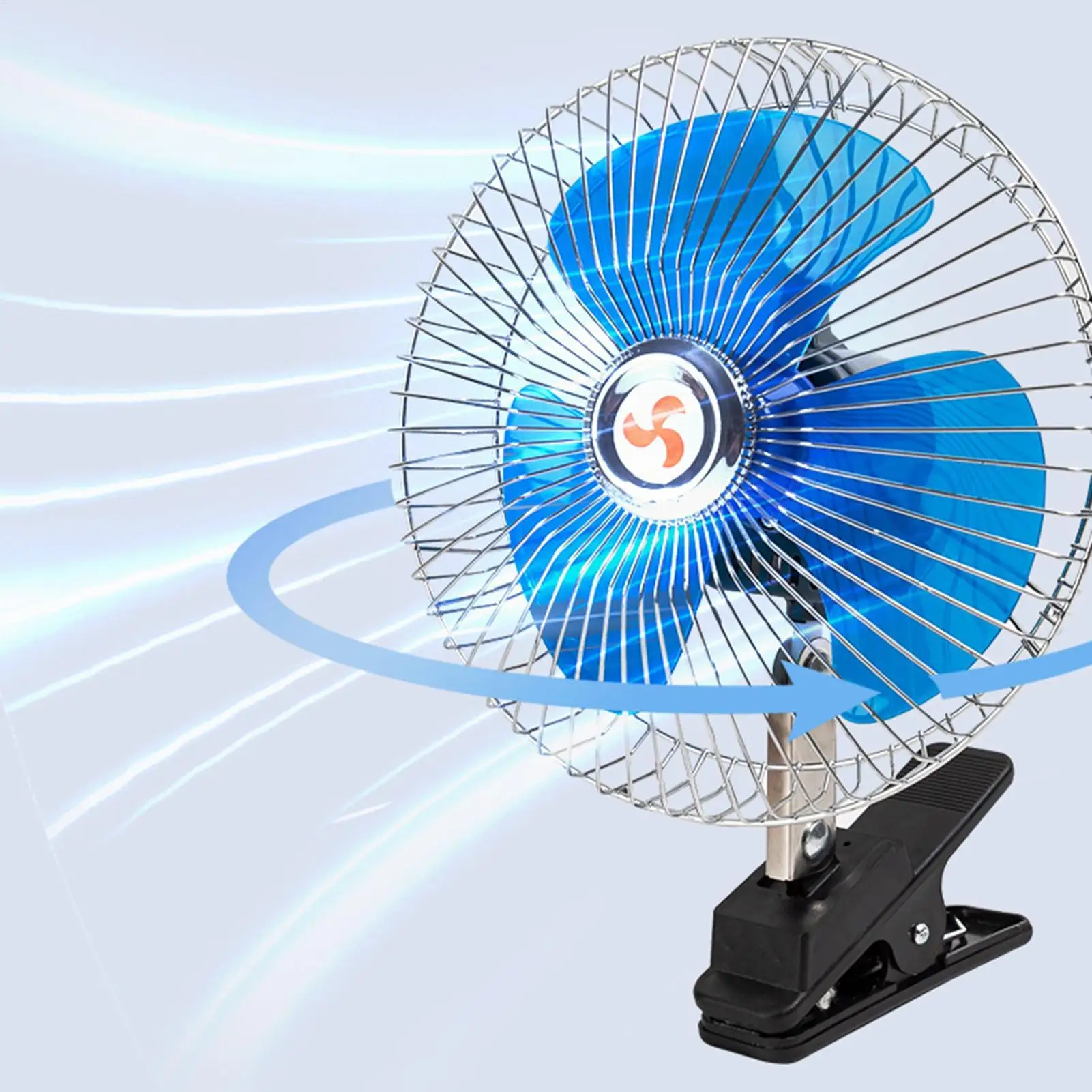 Car Cooling Fan 24V Auto Oscillation Clamp Vehicle Fan Automotive Cooling Gadget For Automotive Truck Sedan SUV RV Camping