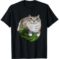 Watermelon Cat Silly Cat Meme T-Shirt A Hilarious Watermelon Print Shirt Is A Stylish Unisex Loose and Fashion Cotton T-shirt