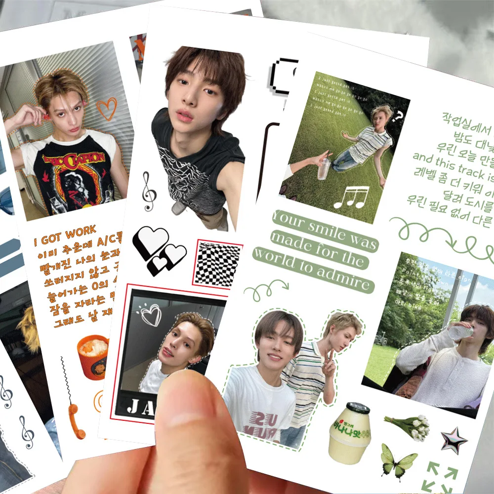 KPOP 8 قطع من ملصقات الأفلام المقطوعة من Cortis ذات قيمة جمالية عالية، مادة مجمعة محيطية للرجال من مجموعة Kpop، مقاومة للماء