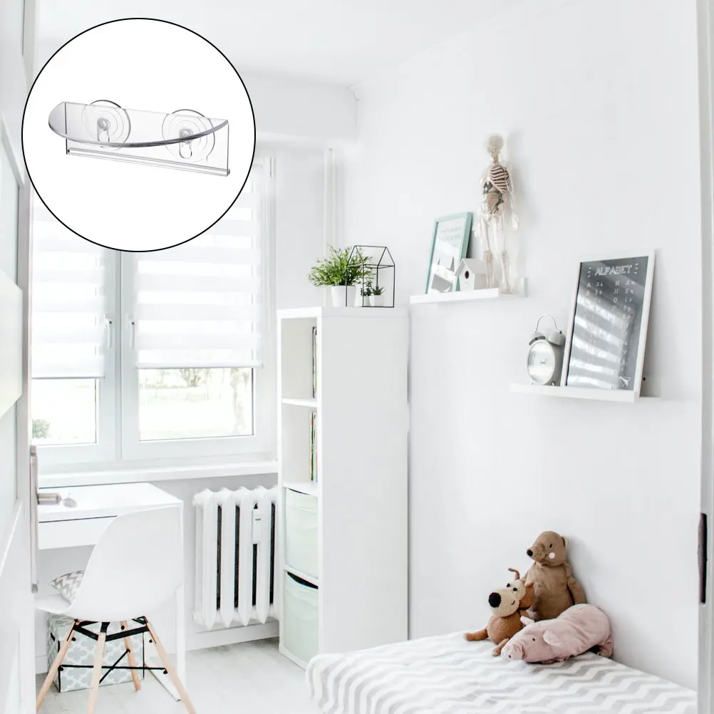 

Acrylic Suction Cup Flowerpot Rack Wall Mount Storage Organizer for Windows Mirrors Smooth Surfaces Home Decor