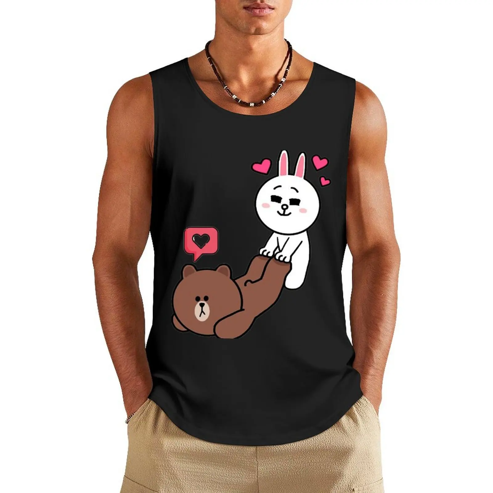

Brown and Cony Love Tank Top summer clothes man 2025 sports clothes for men Bodybuilding clothing man