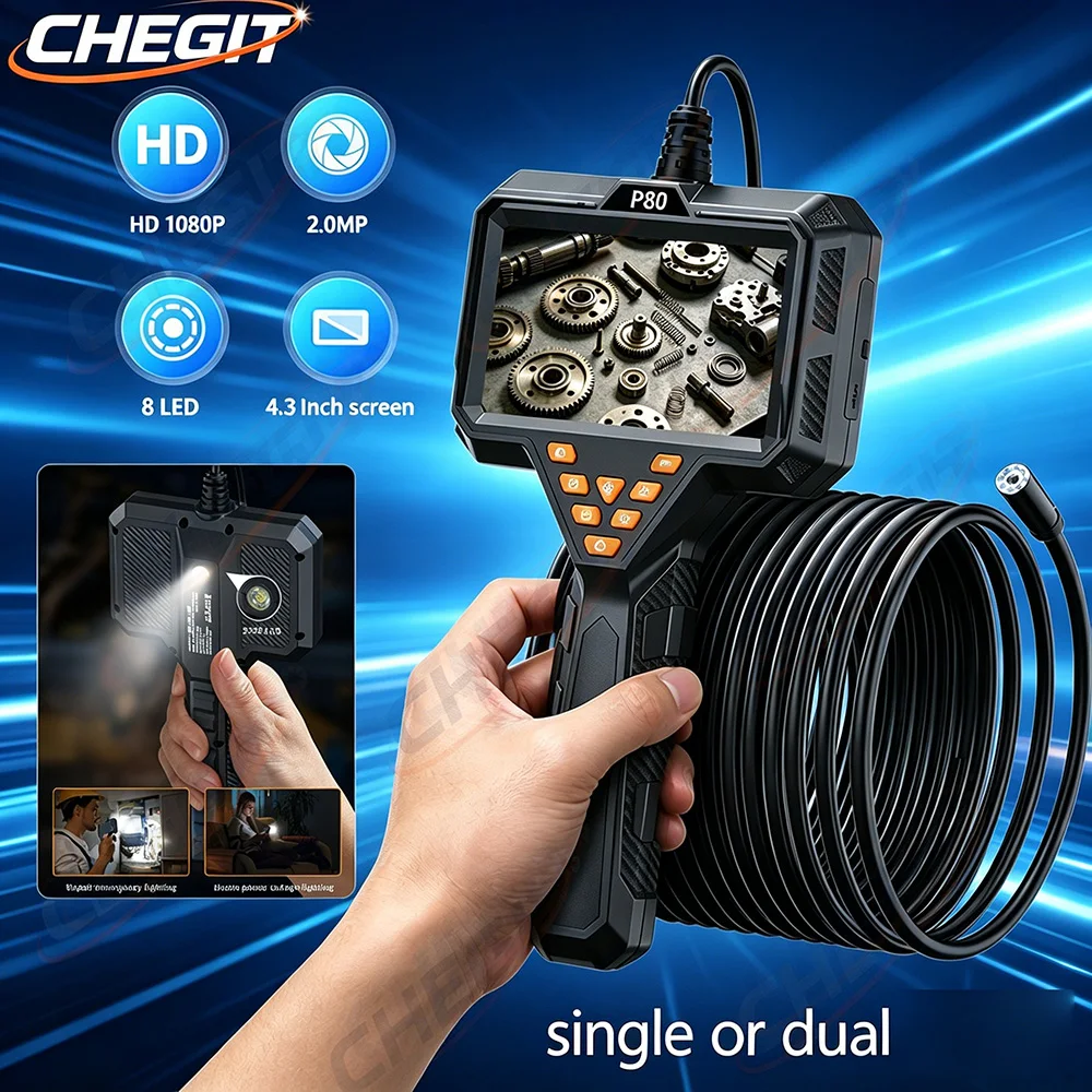 

4.3 Inch 1M/5M/10M Single lens Dual lens Endoscope Camera HD 1080P IP67 Waterproof Car Pipe Sewerage Inspection Borescope