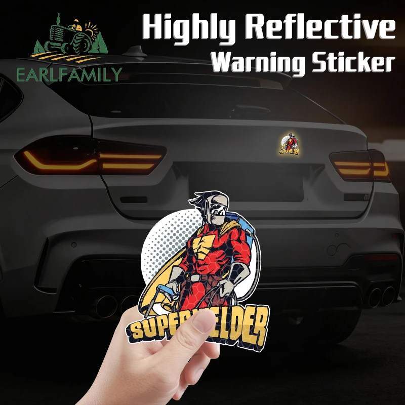 EARLFAMILY Autocollant réfléchissant pour voiture Super Welders, autocollant en vinyle anti-rayures, imperméable, créatif, protection de porte de voiture RV VAN