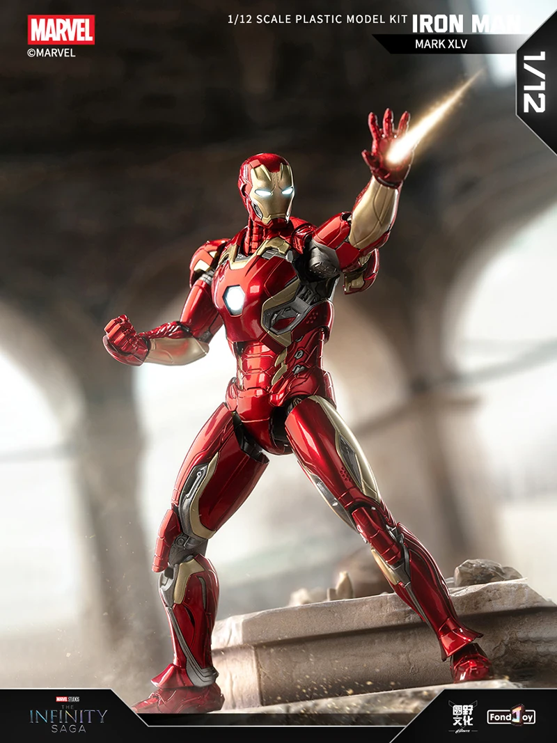 Fondjoy Anime Figure Iron Man MK46 Model Kit 1/12 Infinity Saga Ironman Mark 45 Mark 46 Assembly ABS Joint Movable Kids Toy Gift