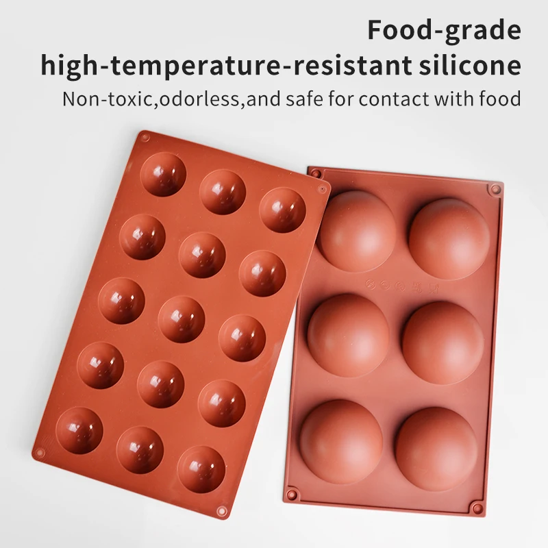 Walfos molde de chocolate silicone semi esfera molde de cozimento para pastelaria doces pudim mousse ferramentas fritadeira ar seguro acessórios cozin