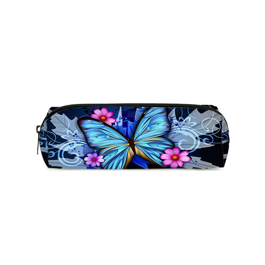 Agile Butterfly Single Layer Printed Pencil Case for Boy/Girls Best Gifts 2D Flat Cartoon School Supplies Pen Bag for Children