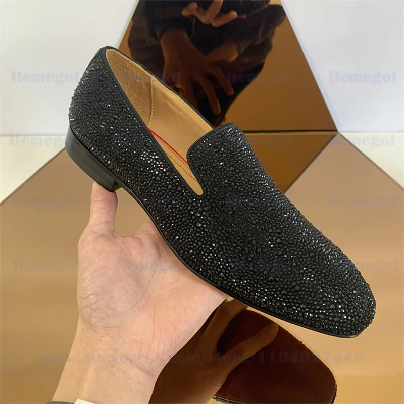 Sapato de couro respirável masculino, mocassins de strass, casual, banquete, casamento, noivo, moda, luxo