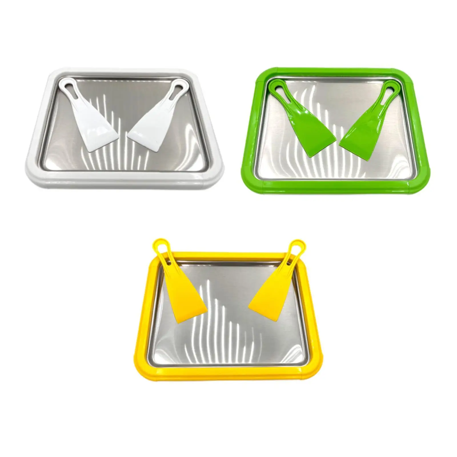 Ice Cream Pan with 2 Scrapers Sweet Fried Food Plate Roll Ice Cream Maker