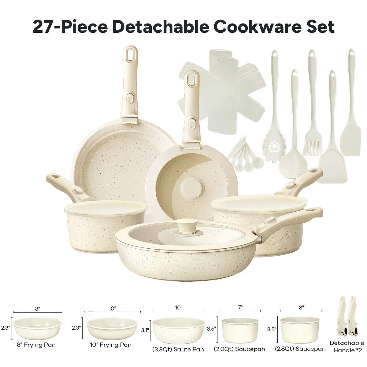 23 pces/27 pces conjunto de panelas antiaderentes, panelas, conjuntos de panelas não tóxicos indução, panelas e frigideiras com alças removíveis, conjunto de cozinha, o