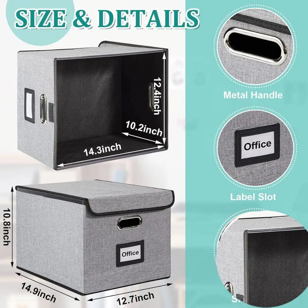 

Складная коробка для файлов с крышкой, подвесная металлическая ручка, Legal Letter, складная корзина для хранения файлов, школьные принадлежности, органайзер для документов