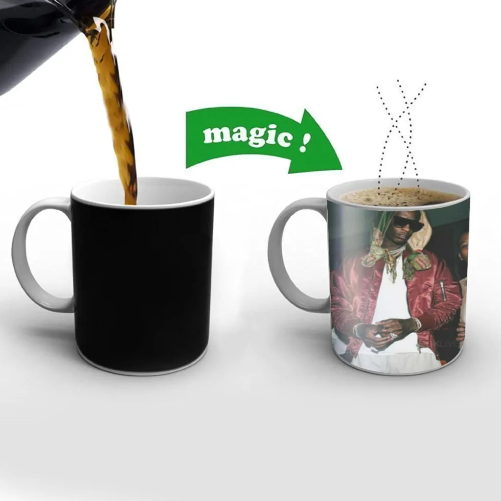 Young T-Thug Pop Hip-Hop Rap Star Classic Movie Magic Hot Cold Heat Temperature Sensitive Color-Changing Coffee Tea Milk Mug Cup