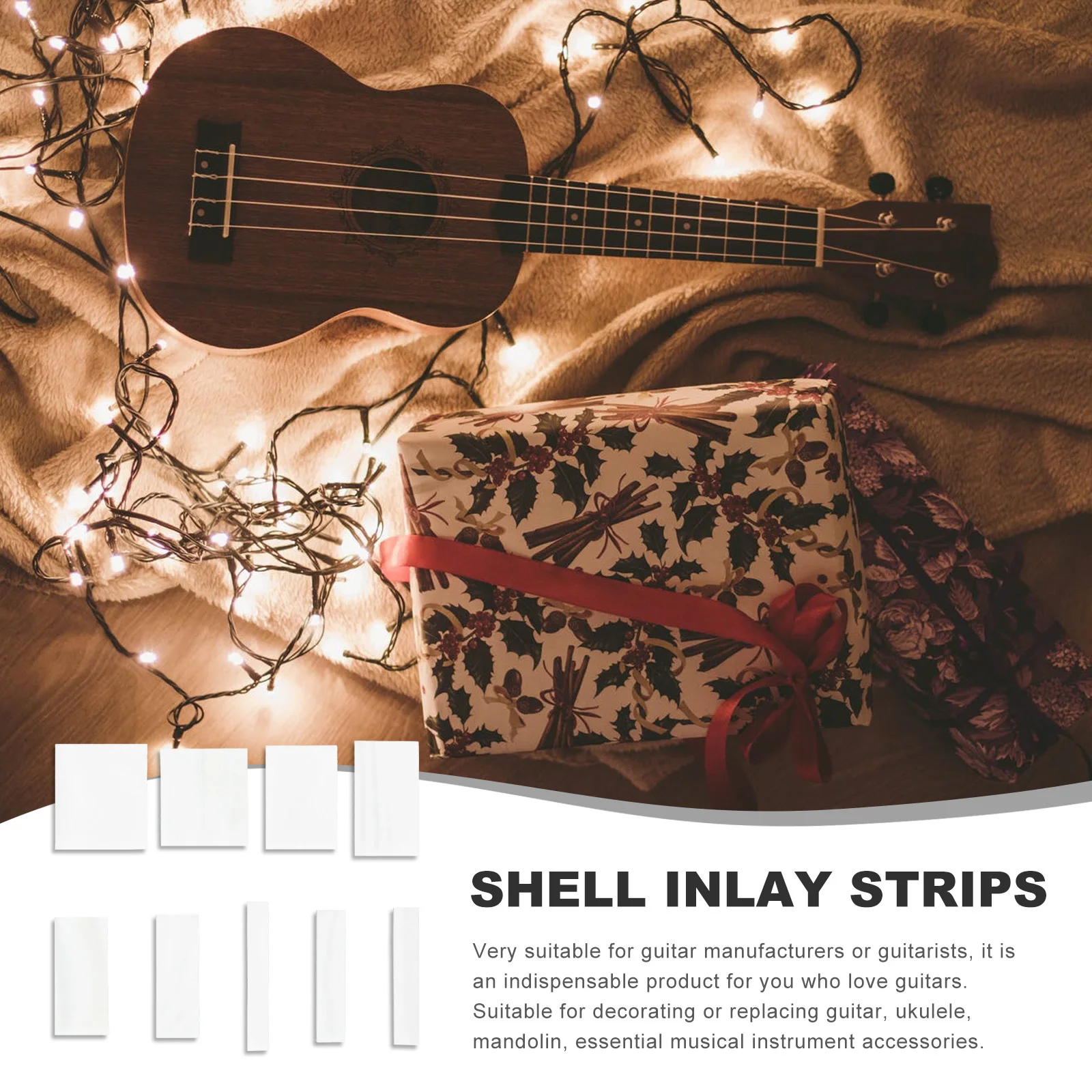 

1Set Natural Shell Inlay Dots Fretboard Strip Guitar Replacement Decorative Parts for Ukulele Mandolin Fretboard