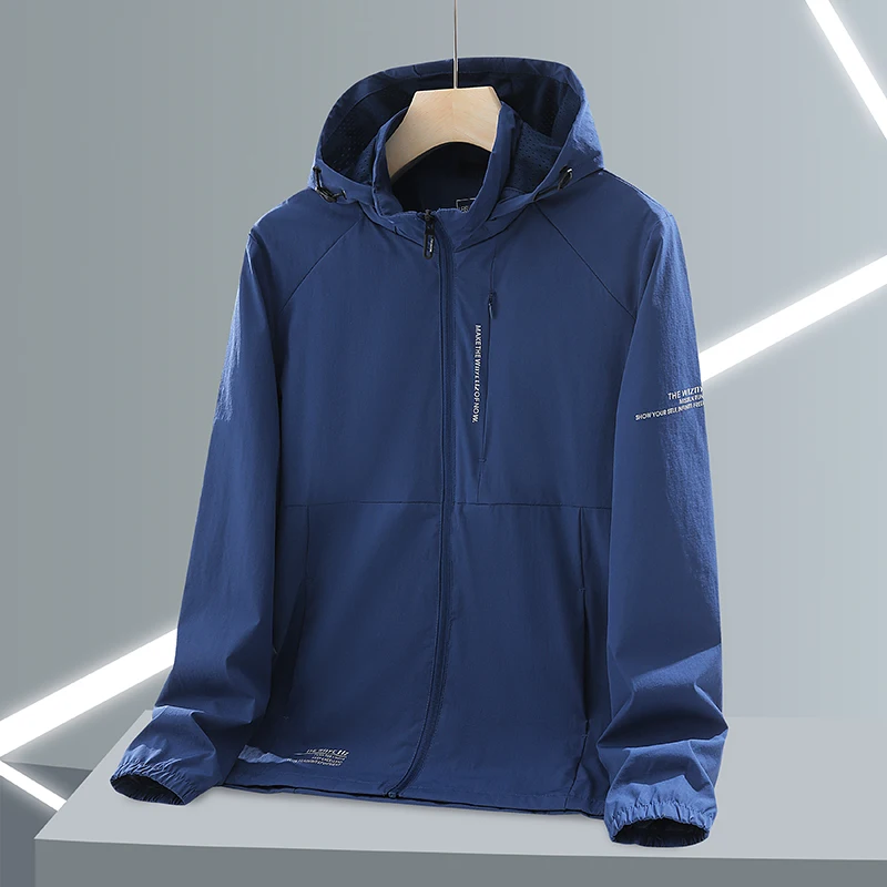 سترة الصيف كبيرة الحجم UPF50 + معطف الجلد طبقة واحدة تشغيل الرجال طبقة واحدة رقيقة الشمس حماية UvProof مقنعين الرجال سترة واقية #3