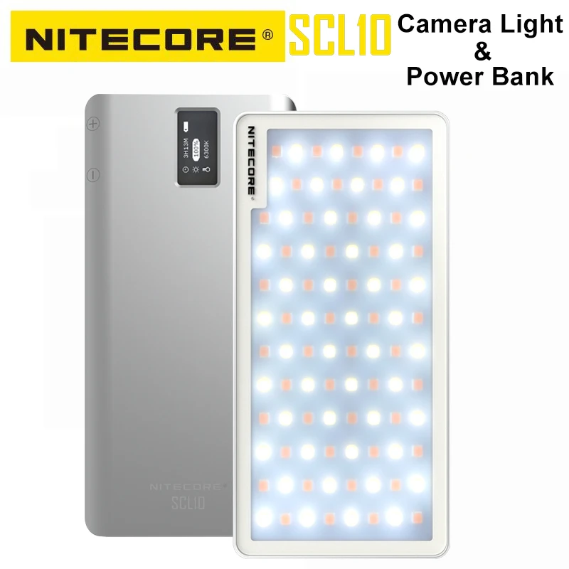 Nitecore SCL10 2 in 1 Smart Camera Light 10000mAh Power Bank USB-C QC3.0 PD Rechargeable for Smartphone Tablets USB Device