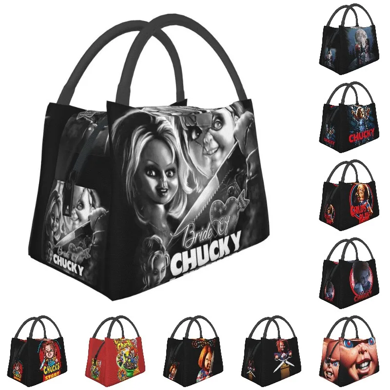 

Bride Of Chucky Insulated Lunch Bags for Women Killer Doll Chucky Resuable Thermal Cooler Food Lunch Box Work Travel